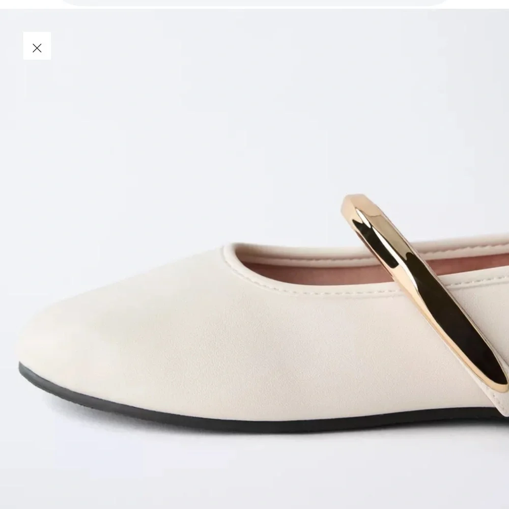 NWT brand new Zara metallic strap ballet flats size 37 - Picture 9 of 9